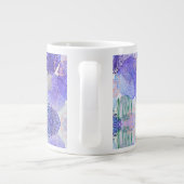 De schaduw van Lavender en Groene Abstracte Bloeme Grote Koffiekop (Achterkant)