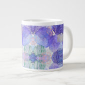 De schaduw van Lavender en Groene Abstracte Bloeme Grote Koffiekop (Voorkant rechts)