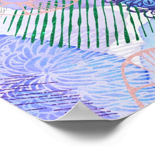 De schaduw van Lavender en Groene Abstracte Bloeme Poster (Hoek)