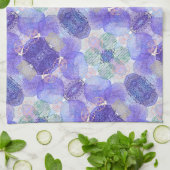 De schaduw van Lavender en Groene Abstracte Bloeme Theedoek (Gevouwen)