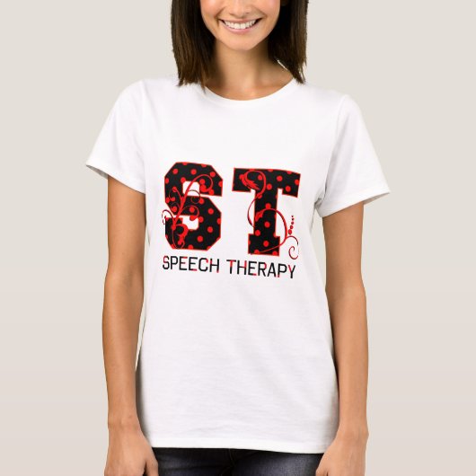 de schaduw van stips zwarte en rode poka t-shirt (Voorkant)