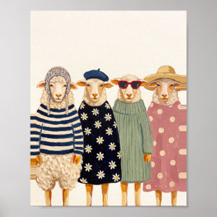 De Schapen Kunst Vintage Schilderij Poster