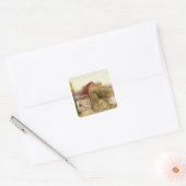 De schapen thuis brengen vierkante sticker (Envelop)