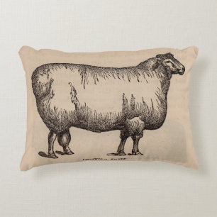 de schapen van Cotswold van de de 19de eeuwdruk Accent Kussen