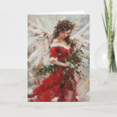 De scharlaken kerstengelkaart feestdagen kaart (Voorkant)