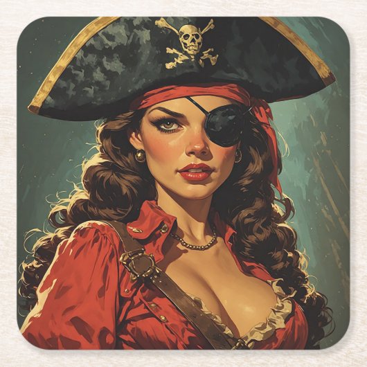 De scharlaken piratentempteuse kartonnen onderzetters (Voorkant)