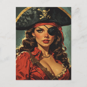 De scharlaken piratentemptress briefkaart
