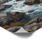 De scharlaken stroom: een waterval in een herfstst poster (Hoek)