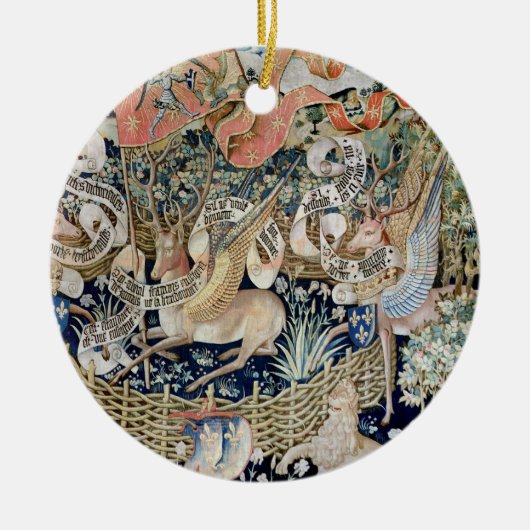 De scharnierende deer (tapestry) keramisch ornament (Voorkant)