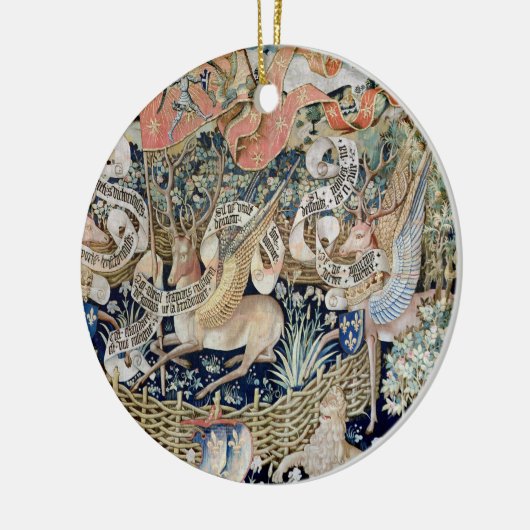 De scharnierende deer (tapestry) keramisch ornament (Links)