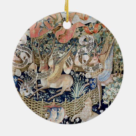 De scharnierende deer (tapestry) keramisch ornament (Achterkant)