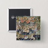 De scharnierende deer (tapestry) vierkante button 5,1 cm (Voorkant /achterkant)