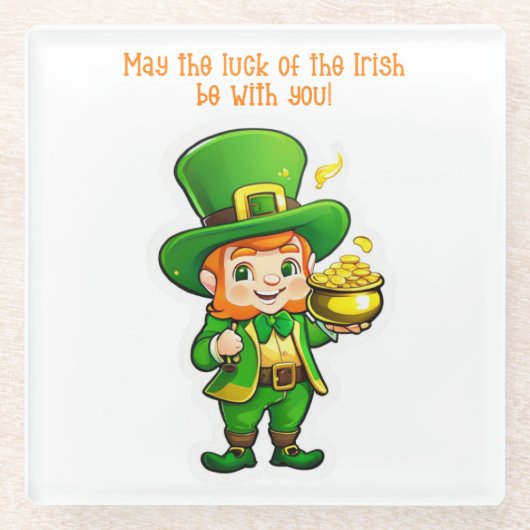 De schat van Lucky Leprechaun Glazen Onderzetter (Voorkant)