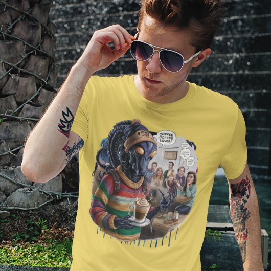 De schattige alien voor koffieliefhebbers t-shirt