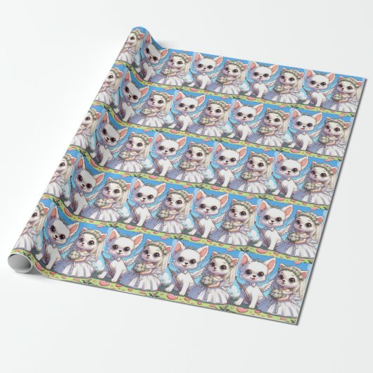 De Schattige bruid en bruidegom Puppies Cadeaupapier (Uitgerold)