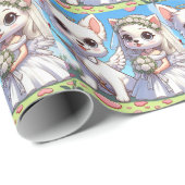 De Schattige bruid en bruidegom Puppies Cadeaupapier (Rol Hoek)