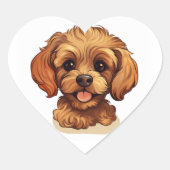 De schattige Cavapoo Hond voor stickers! Hart Sticker (Voorkant)