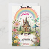 de schattige Floral Roze meisje fee eerste 1e verj Kaart (Voorkant)