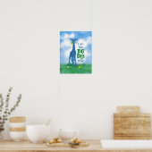 De schattige giraferblauwe groene poster van de gr (Keuken)