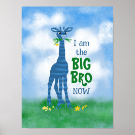 De schattige giraferblauwe groene poster van de gr