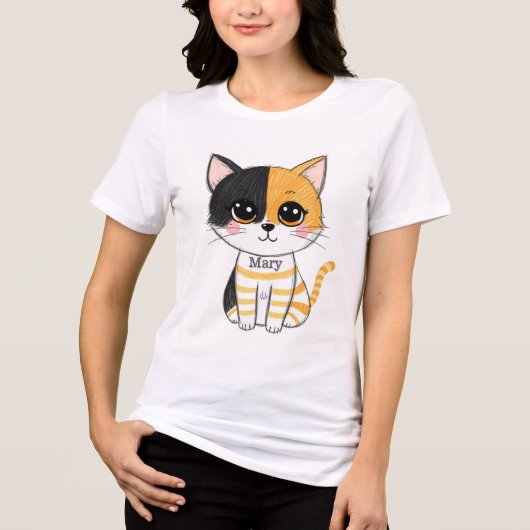 De Schattige kattenkwaad Tri-Blend Shirt (Voorkant)