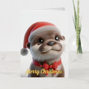 De Schattige Kerst Otter Folie Wenskaart