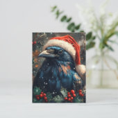 De Schattige Kerst Raven Briefkaart (Staand voorkant)