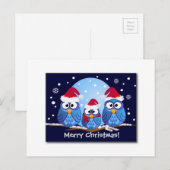 De Schattige Kerstuiltjes van de Kerstman Feestdagenkaart (Voorkant / Achterkant)