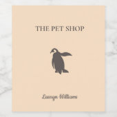 De schattige pinguïn in de dierenwinkel wijn etiket (Enkel label)