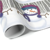 De Schattige Puffy Snowman Cadeaupapier (Rol Hoek)