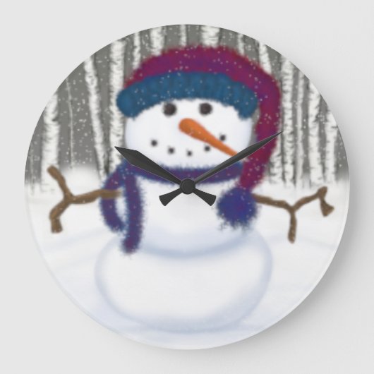 De Schattige Puffy Snowman Grote Klok (Voorkant)