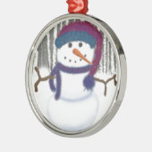De Schattige Puffy Snowman Metalen Ornament (Links)