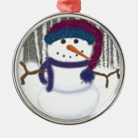 De Schattige Puffy Snowman Metalen Ornament (Voorkant)
