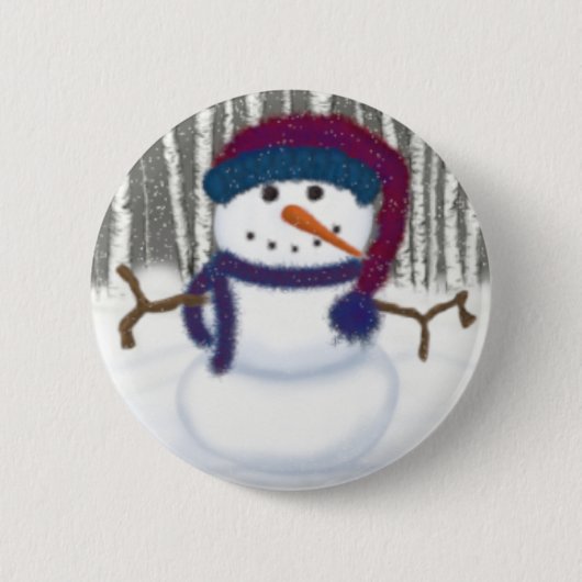 De Schattige Puffy Snowman Ronde Button 5,7 Cm (Voorkant)