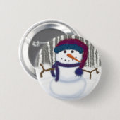 De Schattige Puffy Snowman Ronde Button 5,7 Cm (Voorkant /achterkant)