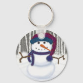 De Schattige Puffy Snowman Sleutelhanger (Voorkant)