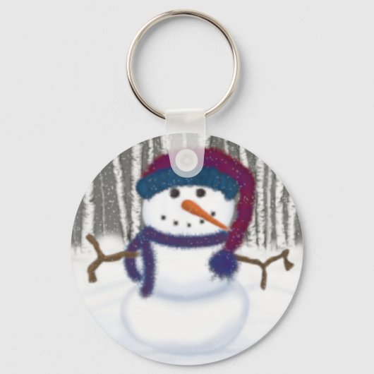 De Schattige Puffy Snowman Sleutelhanger (Voorkant)