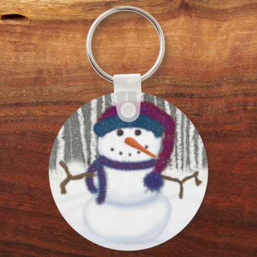 De Schattige Puffy Snowman Sleutelhanger (Voorkant)