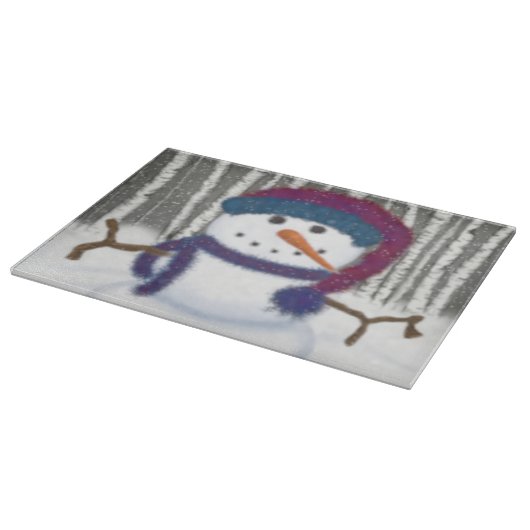 De Schattige Puffy Snowman Snijplank (Hoek)