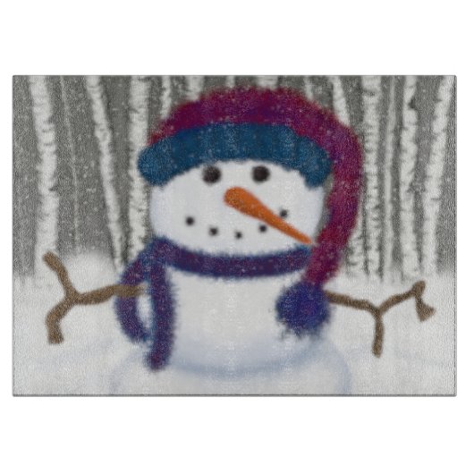 De Schattige Puffy Snowman Snijplank (Voorkant)