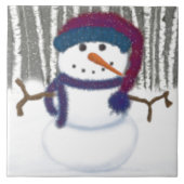De Schattige Puffy Snowman Tegeltje (Voorkant)