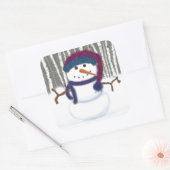 De Schattige Puffy Snowman Vierkante Sticker (Envelop)