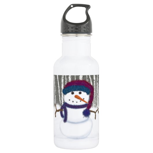De Schattige Puffy Snowman Waterfles (Voorkant)