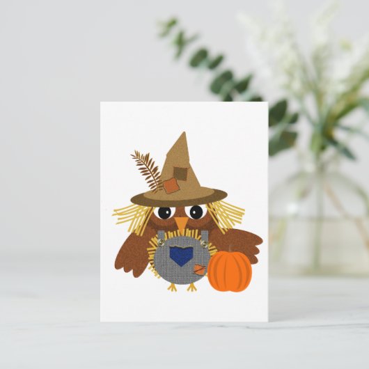 De Schattige Scarecrow Owl Briefkaart (Staand voorkant)