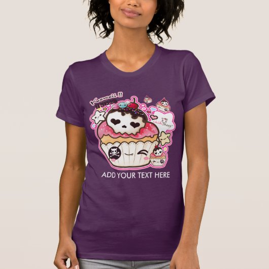 De schattige schedelcupacke van kawaii personalise t-shirt (Voorkant)
