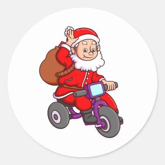 De schattige Sinterklaas rijdt op de fiets en wav Ronde Sticker (Voorkant)