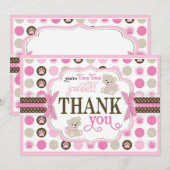 De schattige Teddyberen danken u kaarden Roze Bedankkaart (Voorkant / Achterkant)