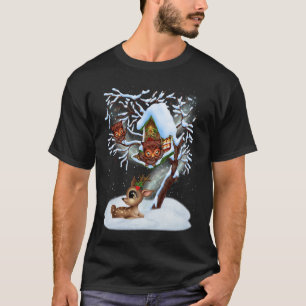 De schattige uilen en de baby rendieren. t-shirt