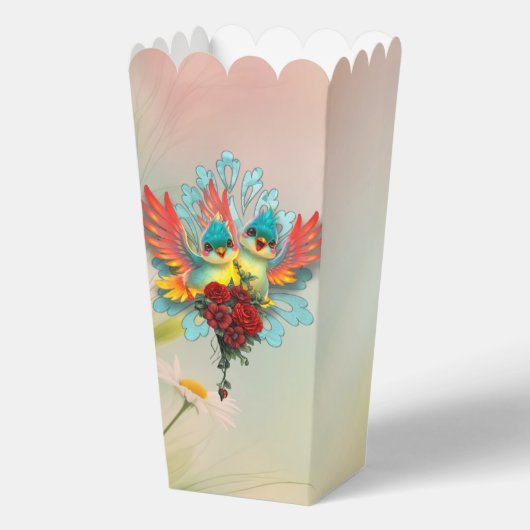 De schattige vogeltjes van goede humor. bedankdoosjes (Achterkant)