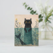 De Schattige Zeemeermin Zwarte Kitty Briefkaart (Staand voorkant)